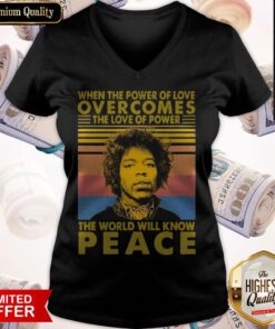 Jimi Hendrix Face When The Power Of Love Overcomes The Love Of Power The World Will Know Peace Vintage V-neck