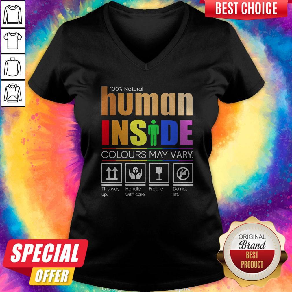 LGBT 100 Natural Human Inside Colours May Vary This Way Up Handle With Care Fragile Do Not Lift V-neck LGBT 100 Natural Human Inside Colours May Vary This Way Up Handle With Care Fragile Do Not Lift V-neck