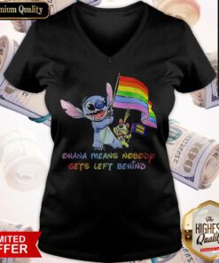 LGBT Stitch Ohana Means Nobody Gets Left Behind Flag V-neck