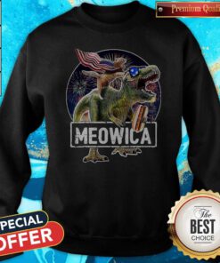 Meowica Cat T Rex Dinosaur 4th Of July Sweatshirt