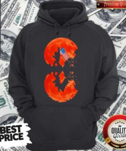 Perfect Bigfoot American Flag Veteran Independence Day Sunset Water Shadow Hoodie