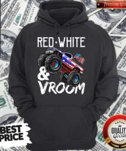 Premium Red White Vroom Monster Truck American Flag July 4Th Hoodie