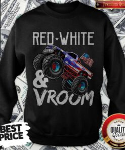 Premium Red White Vroom Monster Truck American Flag July 4Th Sweatshirt