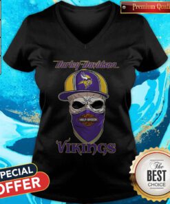 Skull Harley Davidson Minnesota Vikings Hat V-neck