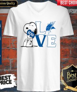 Snoopy Love Ecsu Elizabeth City State University Heart V-neck