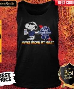 Snoopy Pabst Blue Ribbon Beer Never Broke My Heart Tank Top