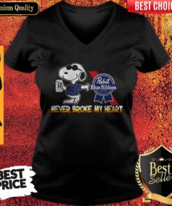 Snoopy Pabst Blue Ribbon Beer Never Broke My Heart V-neck
