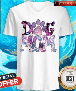 Top Paw Dog Mom Flowers V-neck