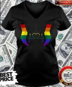 Top Rainbow Heartbeat Gay And Lesbian LGBT V-neck