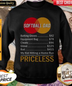 Top Softball Dad My Kid Hitting A Home Run Priceless Sweatshirt