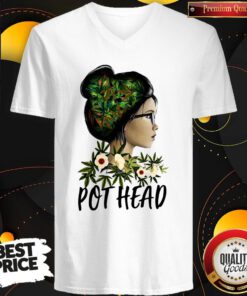 Top Weed Girl Pot Head V-neck