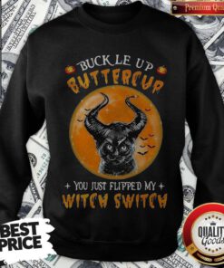 Awesome Cat Buckle Up Buttercup You Just Flipped My Witch Switch Moon Sweatshirt