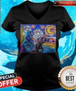 Awesome John Wick And Dog Starry Night V-neck