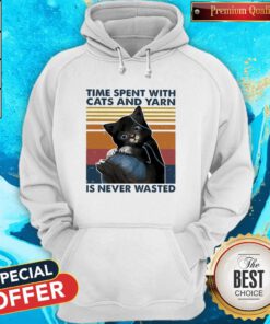 Black Cats Wool Roll Time Spent With And Yarn Is Never Wasted Vintage Hoodie