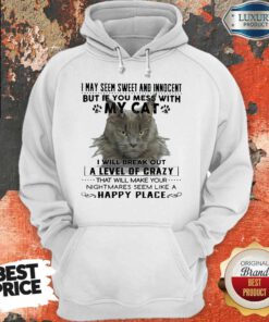 Cat I May Seem Sweer And Innocent But If You Mess With My Cat Happy Place Hoodie