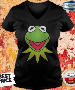 Cute Disney Muppets Kermit The Frog Face V-neck