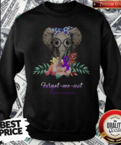 Cute Elephant Bow Lovely Forget Me Not Alzheimers Awareness Sweatshirt