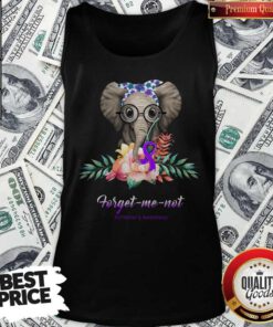 Cute Elephant Bow Lovely Forget Me Not Alzheimers Awareness Tank Top
