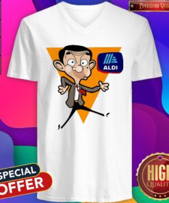 Cute Mr Bean Cartoon Aldi Logo V-neck