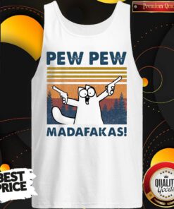 Cute Simon's Cat Pew Pew Madafakas Vintage Tank Top