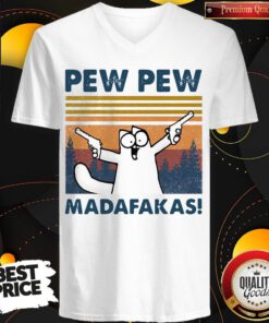 Cute Simon's Cat Pew Pew Madafakas Vintage V-neck