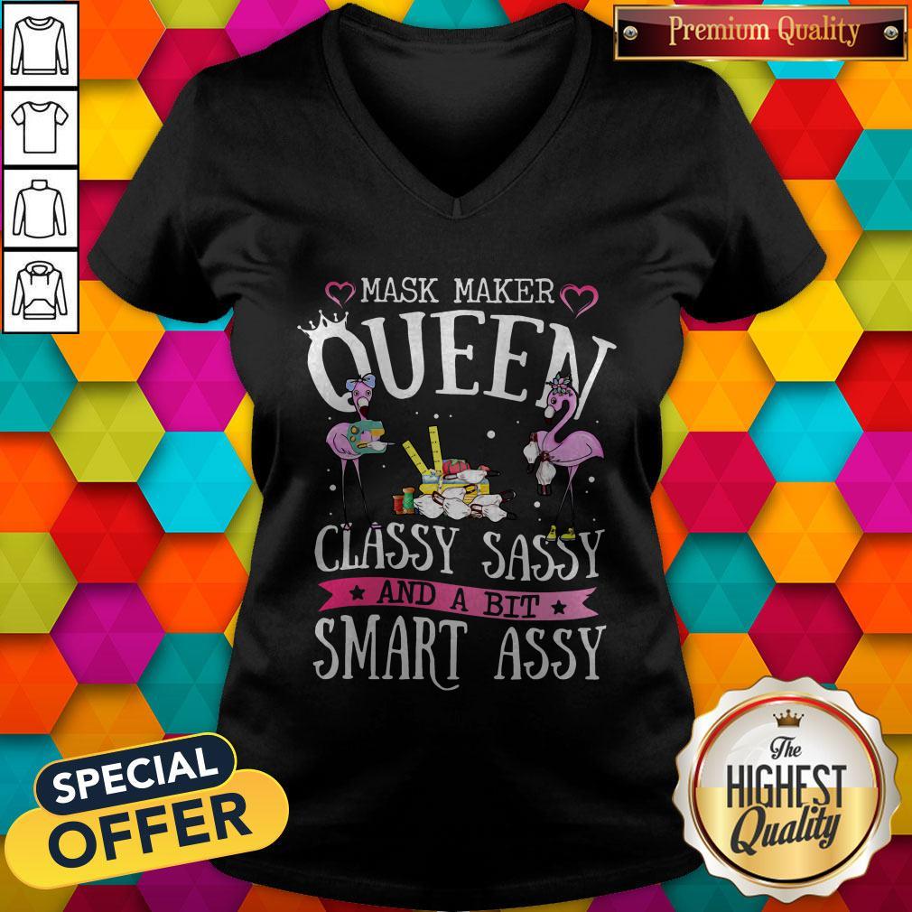 Flamingo Mask Maker Queen Classy Sassy And A Bit Smart Assy V-neck