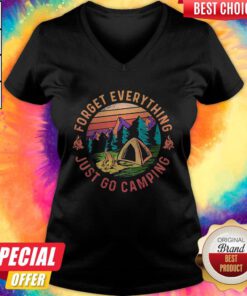 Forget Everything Just Go Camping Vintage Retro V-neck