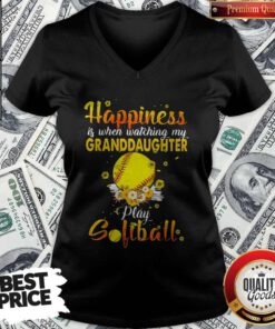Nice Flower Happiness Is When Watching My Granddaughter Play Softball V-neck