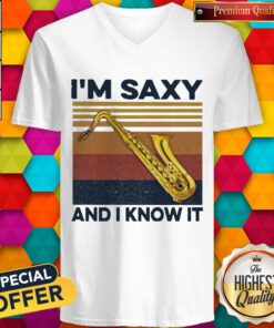 Nice Safe Sax I’m Saxy And I Know It Vintage V-neck