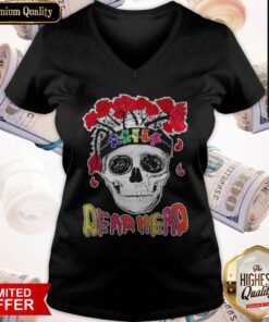 Original Skull Deadhead Floral V-neck