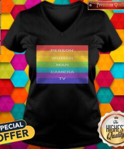 Person Woman Man Camera Tv Donald Trump Cognitive Test Words Anti-trump 2020 Funny T V-neck