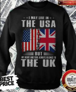 Premium I May Live In The USA But My Heart And Soul Always Belongs To UK Flag Sweatshirt