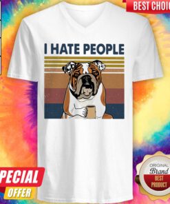 Top Pug I Hate People Vintage Retro V-neck