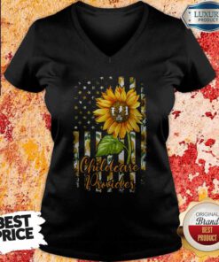 Top Sunflower Proud Childcare Provider V-neck