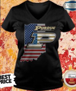 Awesome Purdue Boilermakers American Flag V-neck