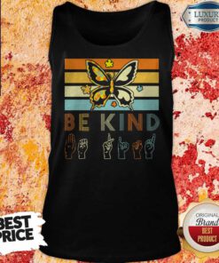 Vintage Sign Language Butterfly Autism Be Kind Lady Tank Top