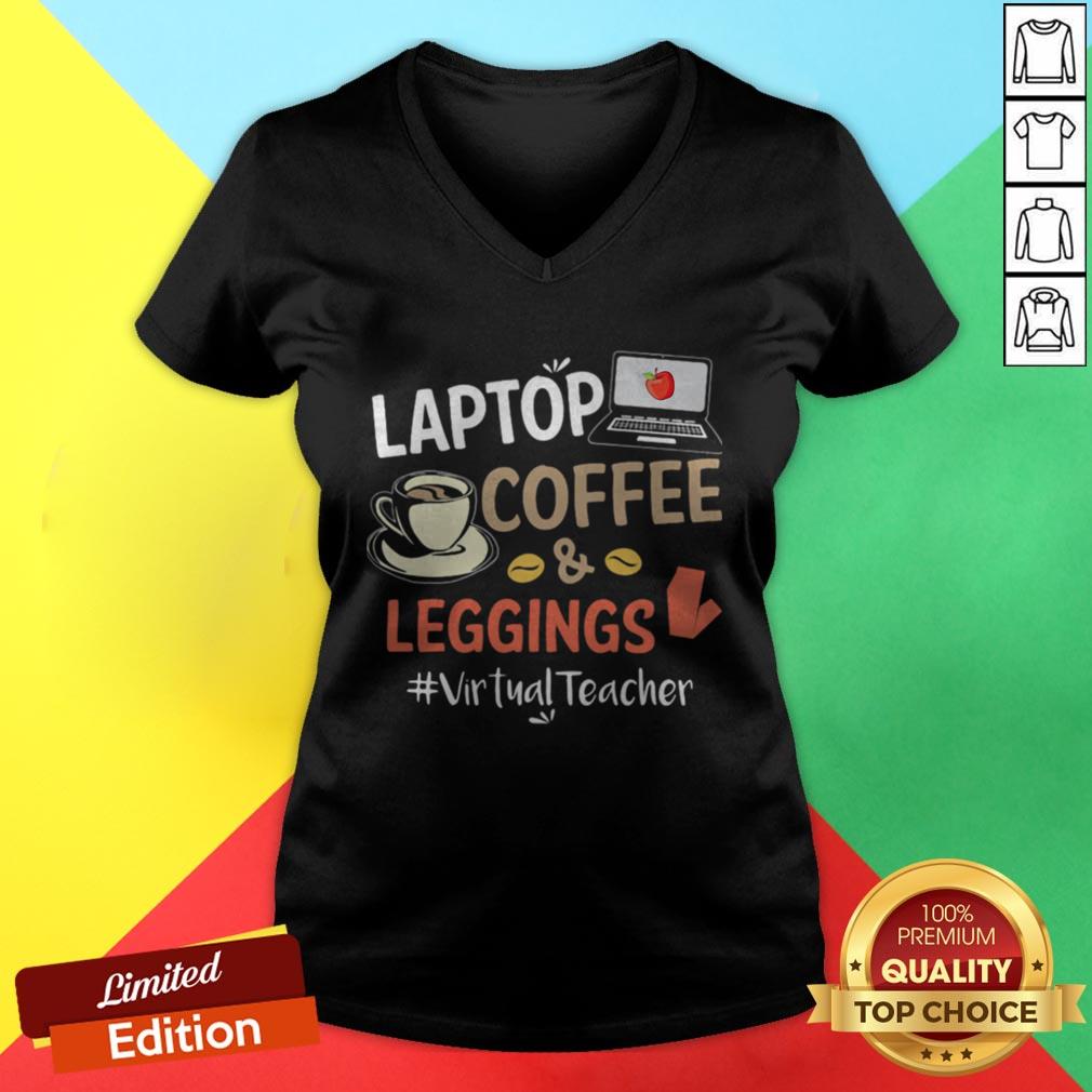 Laptop Coffee Leggings Virtual Teacher Shirt - Image 2
