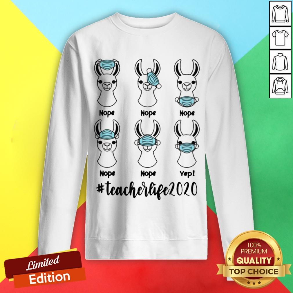Llama Right Way To Wear Mask Teacherlife 2020 Shirt - Image 4