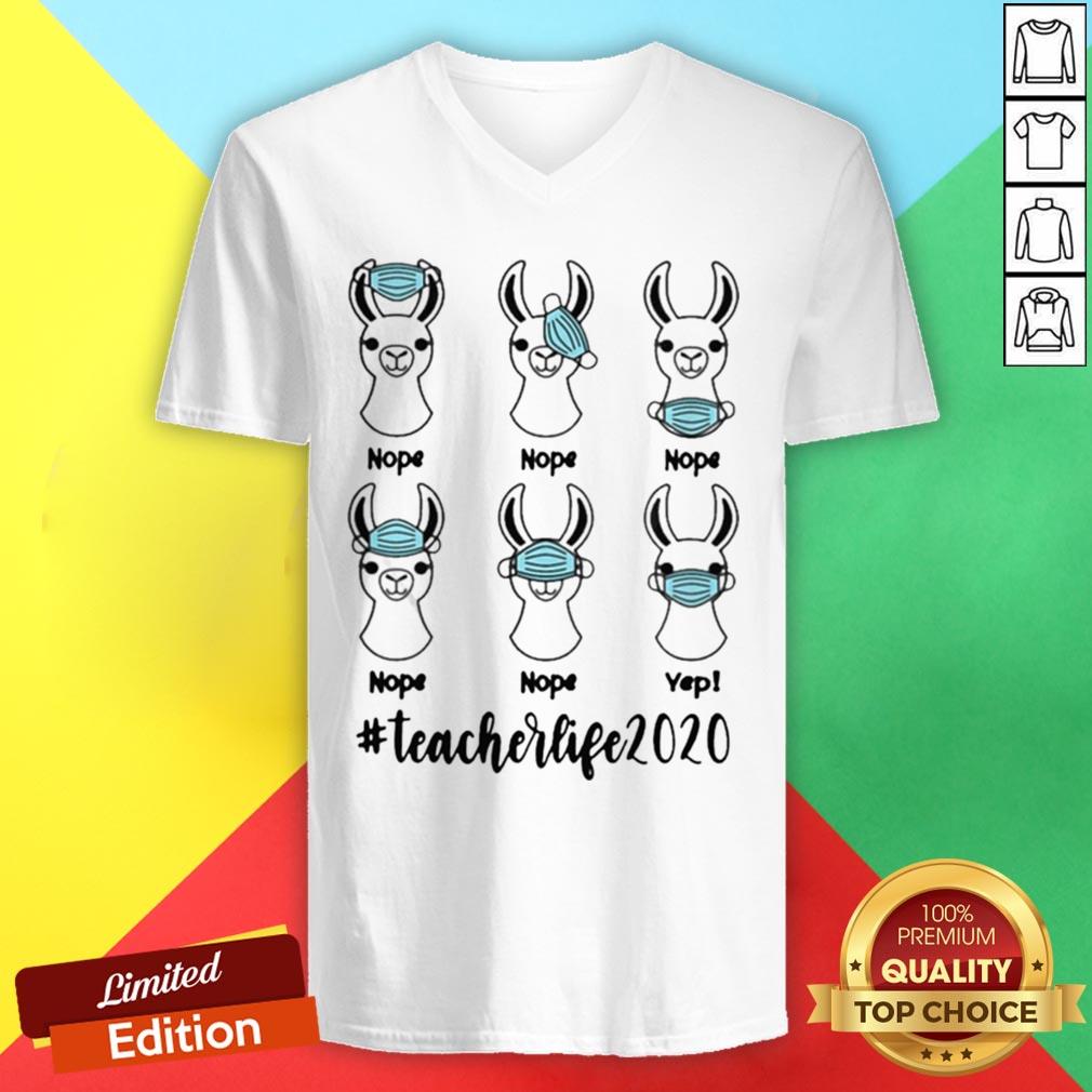 Llama Right Way To Wear Mask Teacherlife 2020 Shirt - Image 2