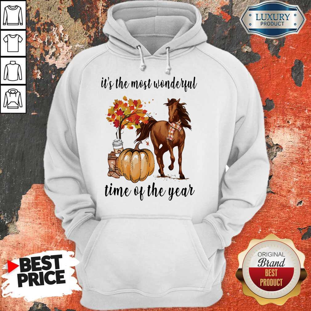 Nice It's The Most Wonderful Time Of Year Fall Autumn Horse Pumpkin Shirt - Image 5