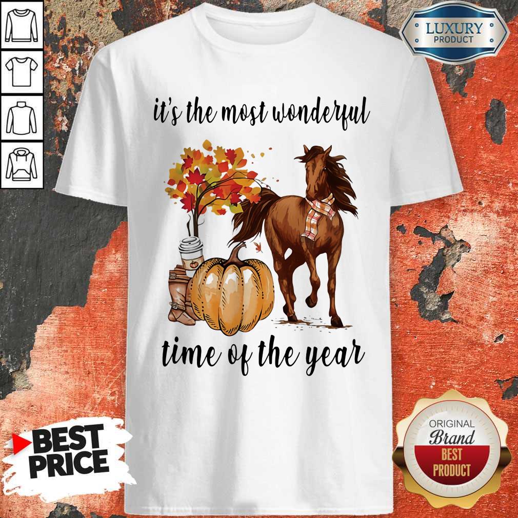 Nice It's The Most Wonderful Time Of Year Fall Autumn Horse Pumpkin Shirt