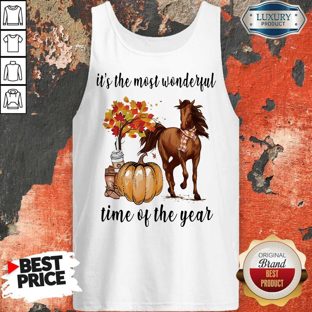 Nice It's The Most Wonderful Time Of Year Fall Autumn Horse Pumpkin Shirt - Image 3