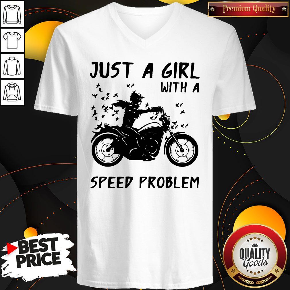 Nice Just A Girl With A Speed Problem Girl Motorbike Shirt - Image 2