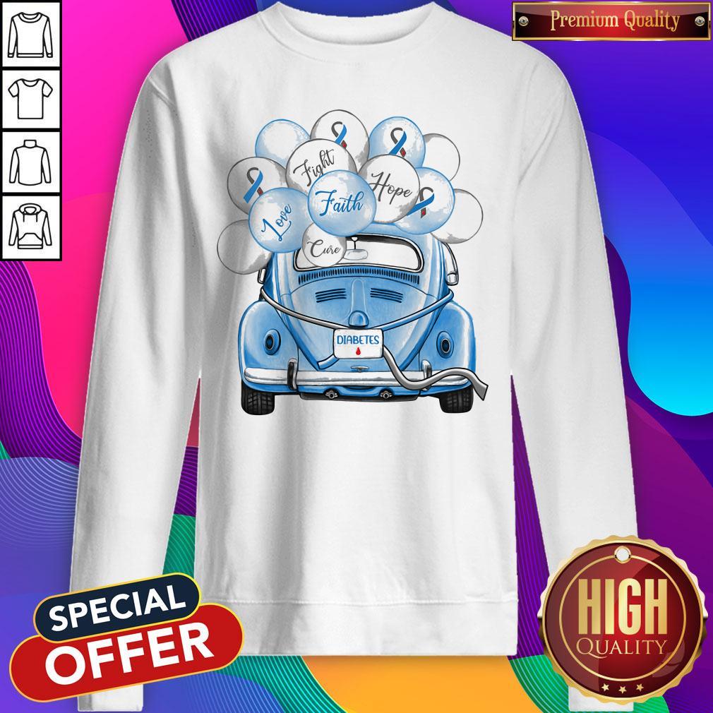 Original Diabetes Fight Faith Hope Love Cure Car Balloons Shirt - Image 4
