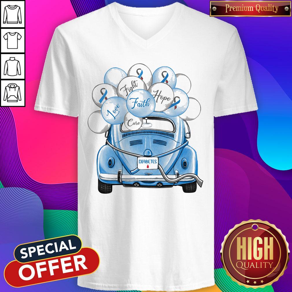 Original Diabetes Fight Faith Hope Love Cure Car Balloons Shirt - Image 2