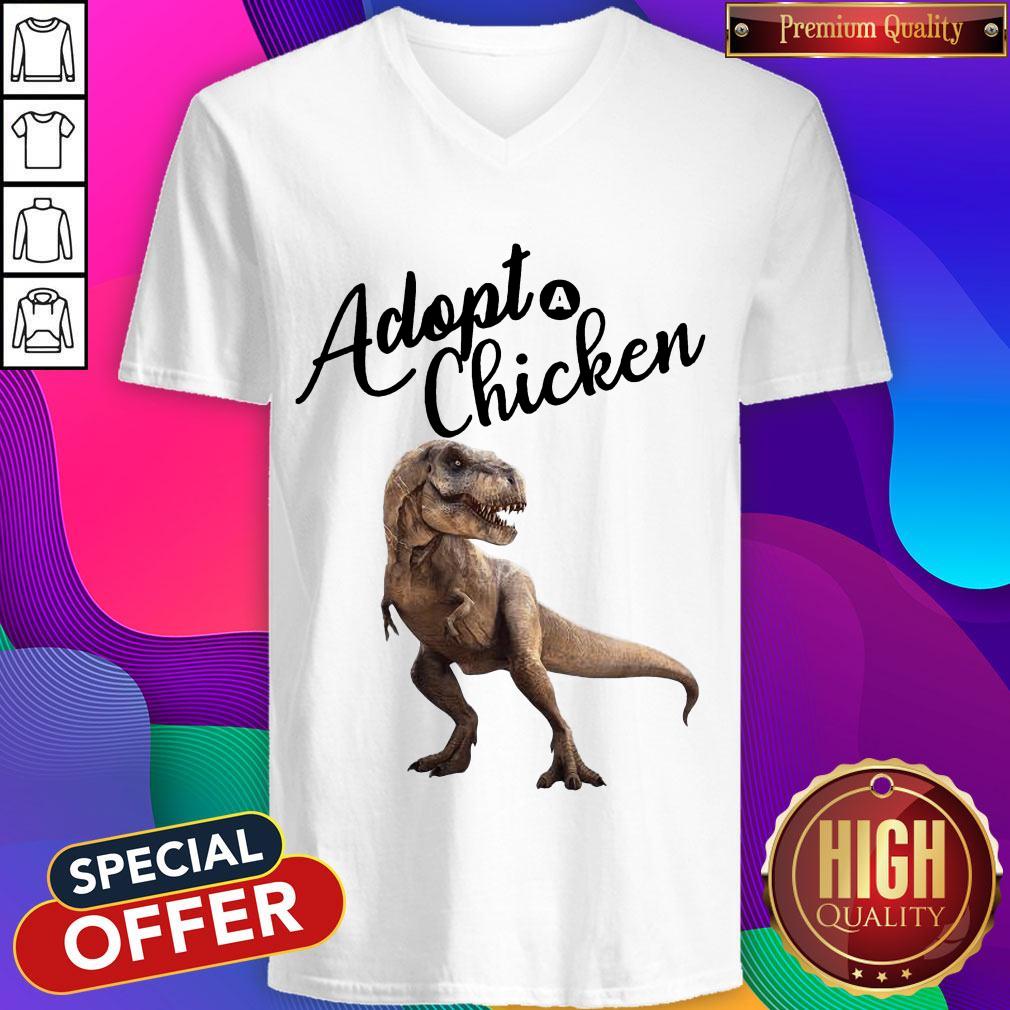 Original Dinosaur T-rex Adopt Chicken Shirt - Image 2