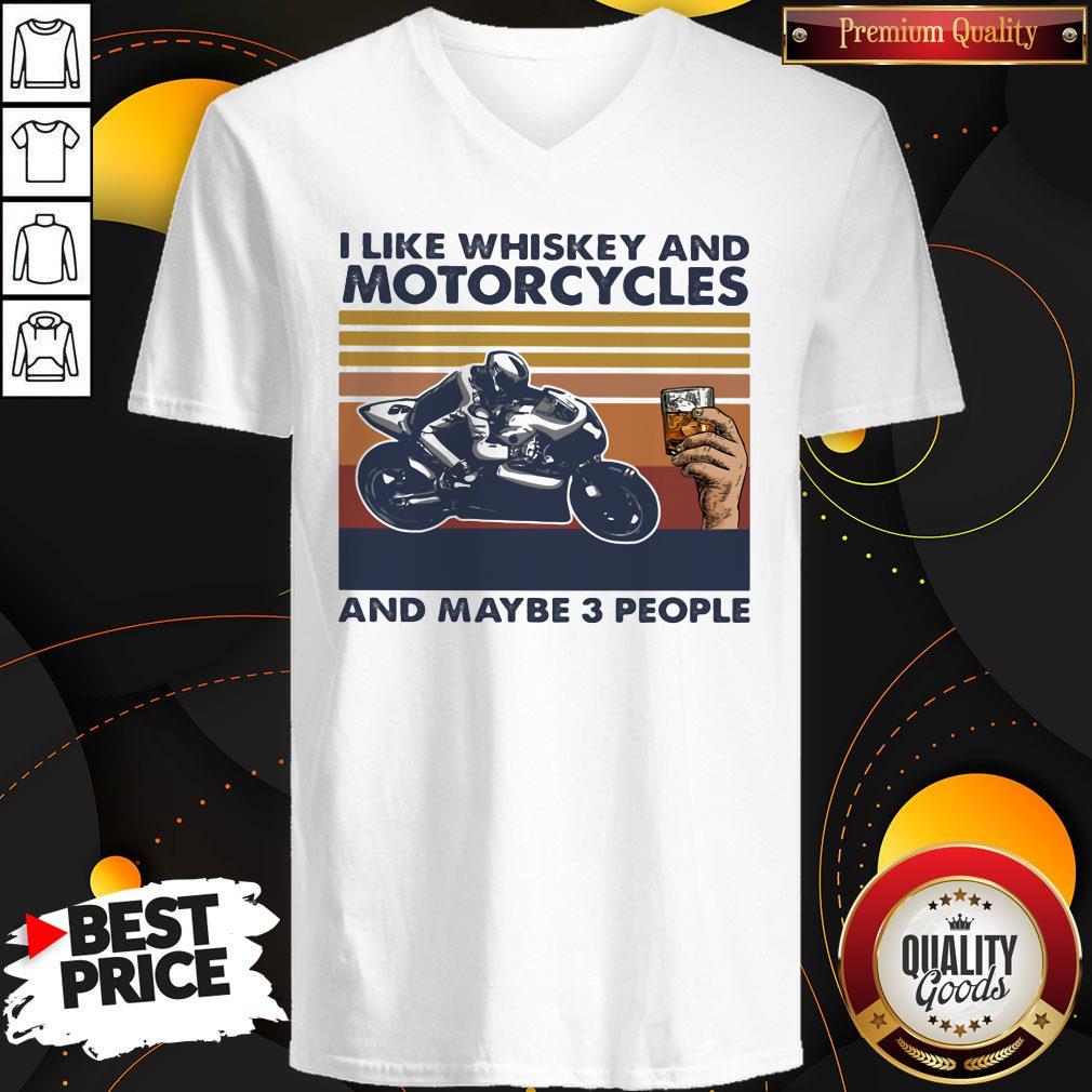 Original I Like Whiskey And Motorcycles And Maybe 3 People Vintage Retro Shirt - Image 2