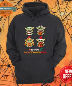 Cute Baby Yoda Happy Hallothanksmas Hoodie