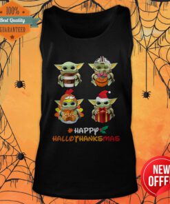 Cute Baby Yoda Happy Hallothanksmas Tank Top