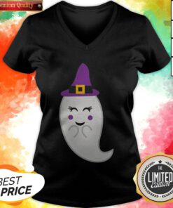 Cute Ghost With Hat Halloween Day 2020 V-neck